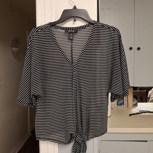 Style & Co. Black and White Striped Blouse